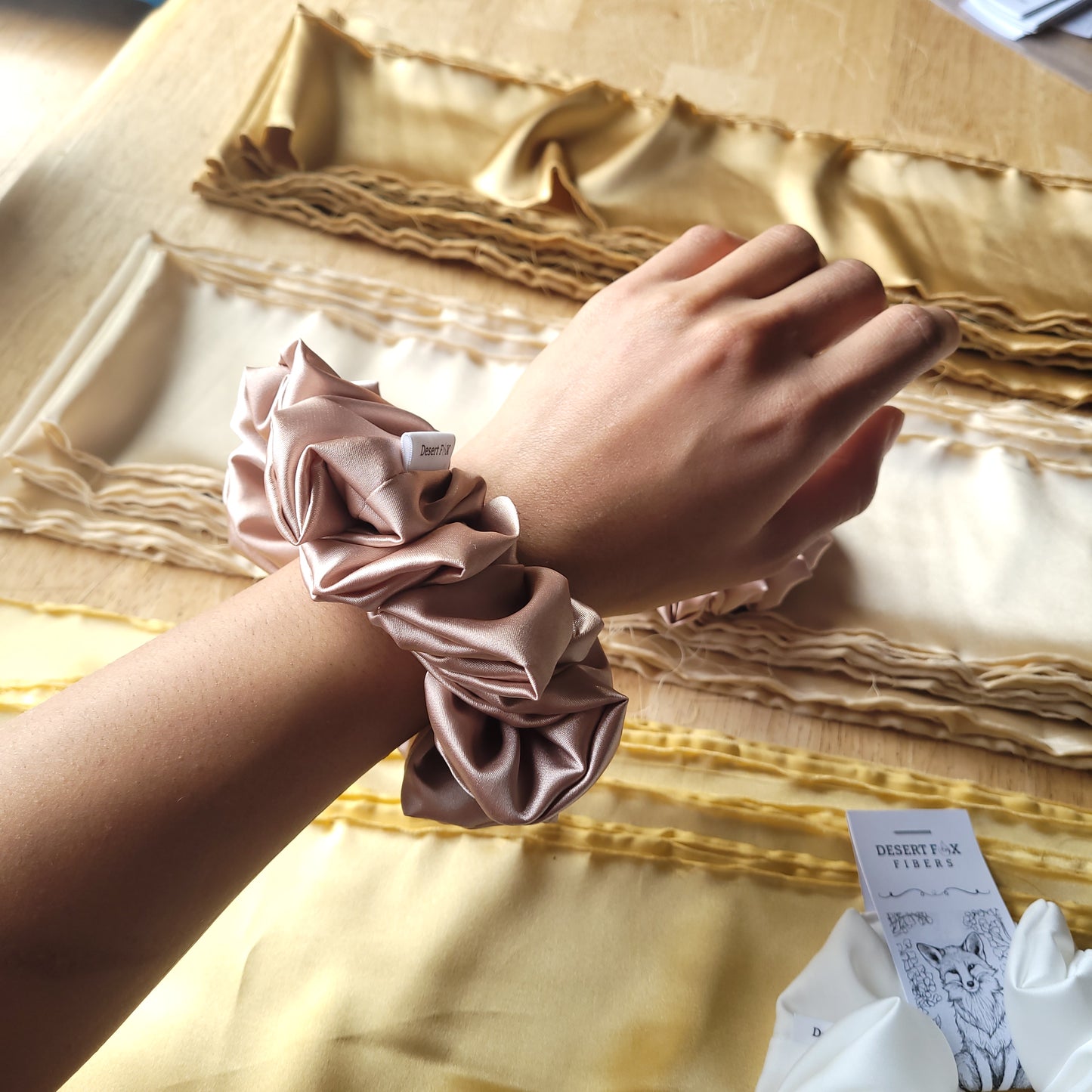 Champagne Satin Scrunchie Medium