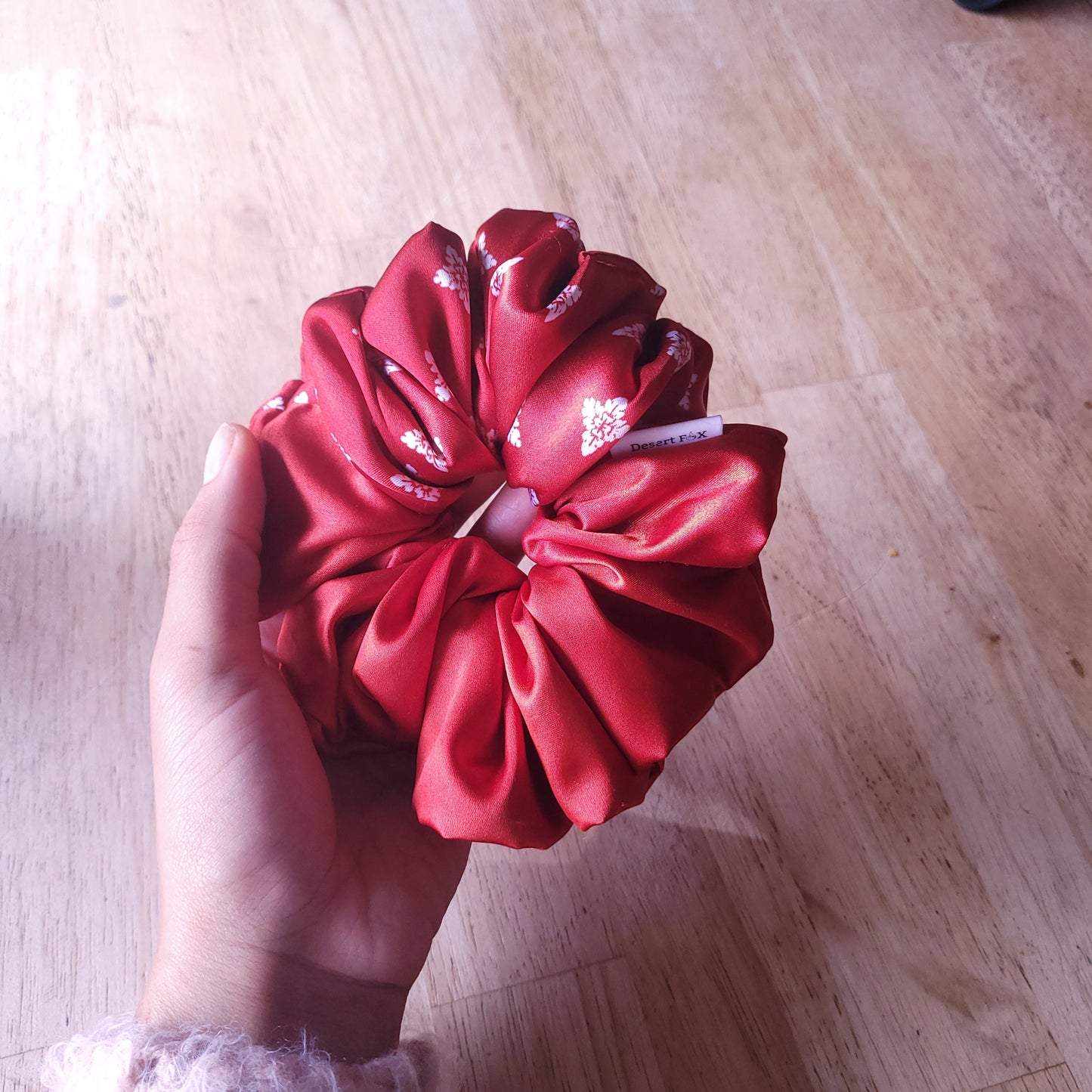 XL Mitch Match Red Star Satin Scrunchie