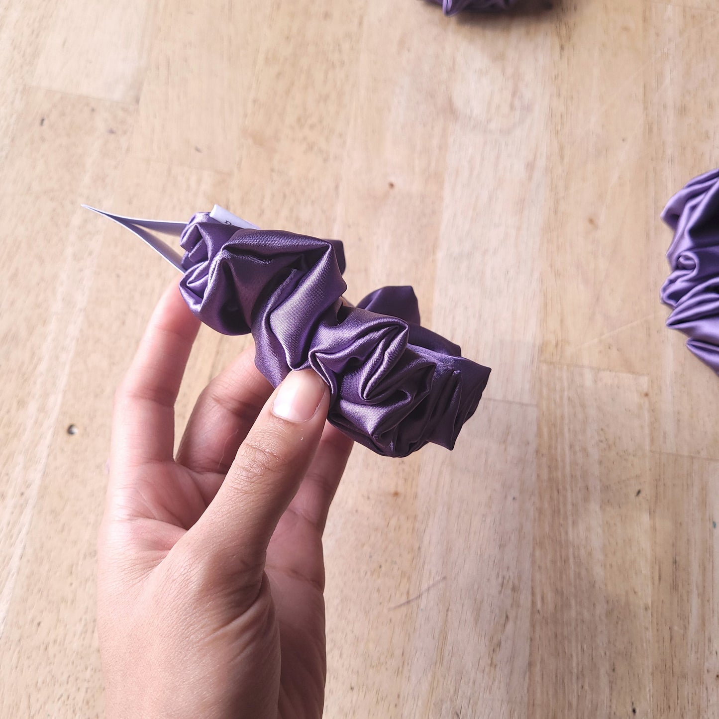 Slate Purple Satin Scrunchie Small