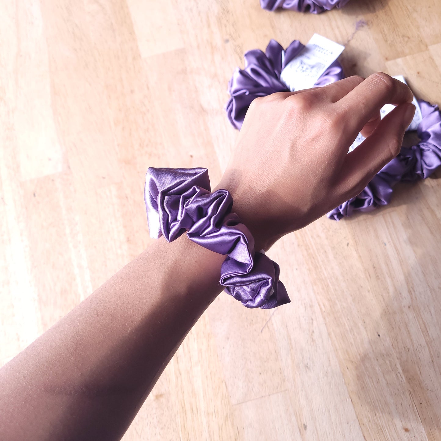 Slate Purple Satin Scrunchie Small