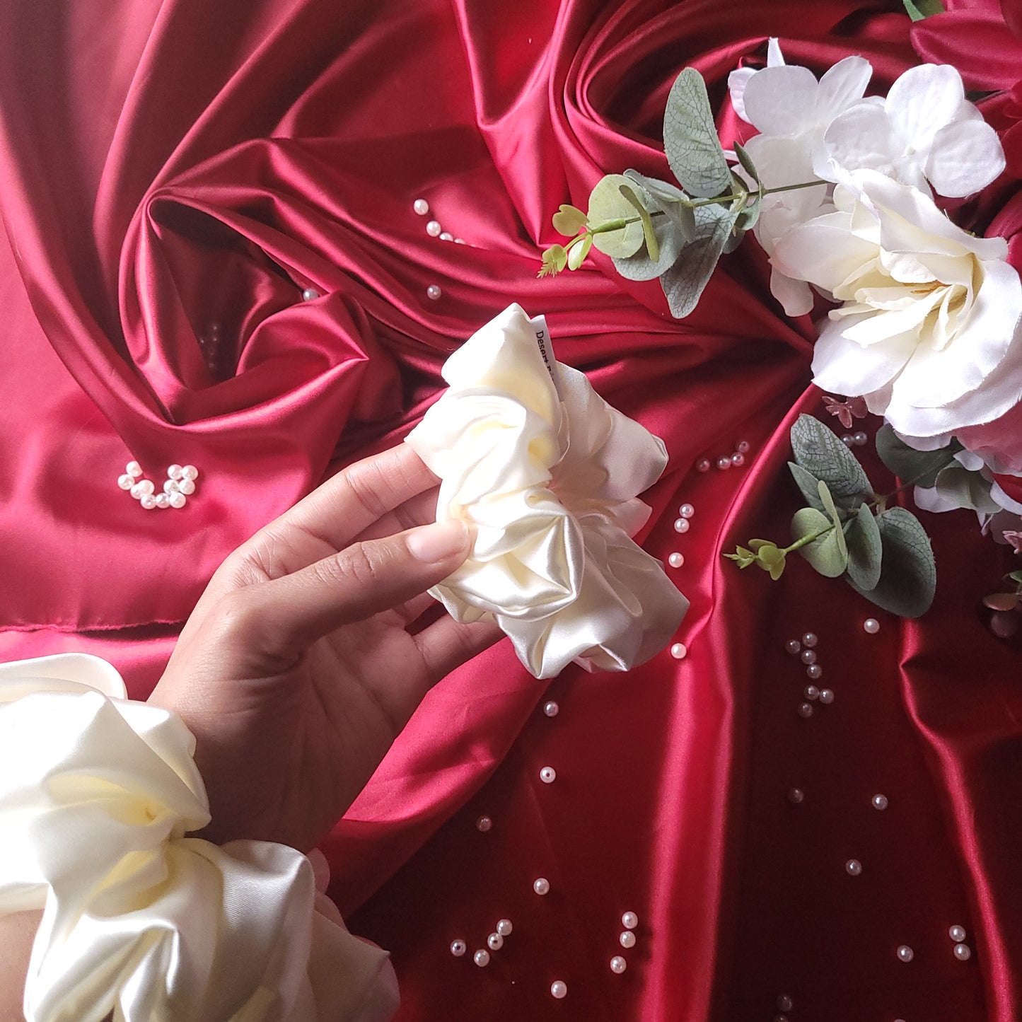 Dove Satin Scrunchie Medium