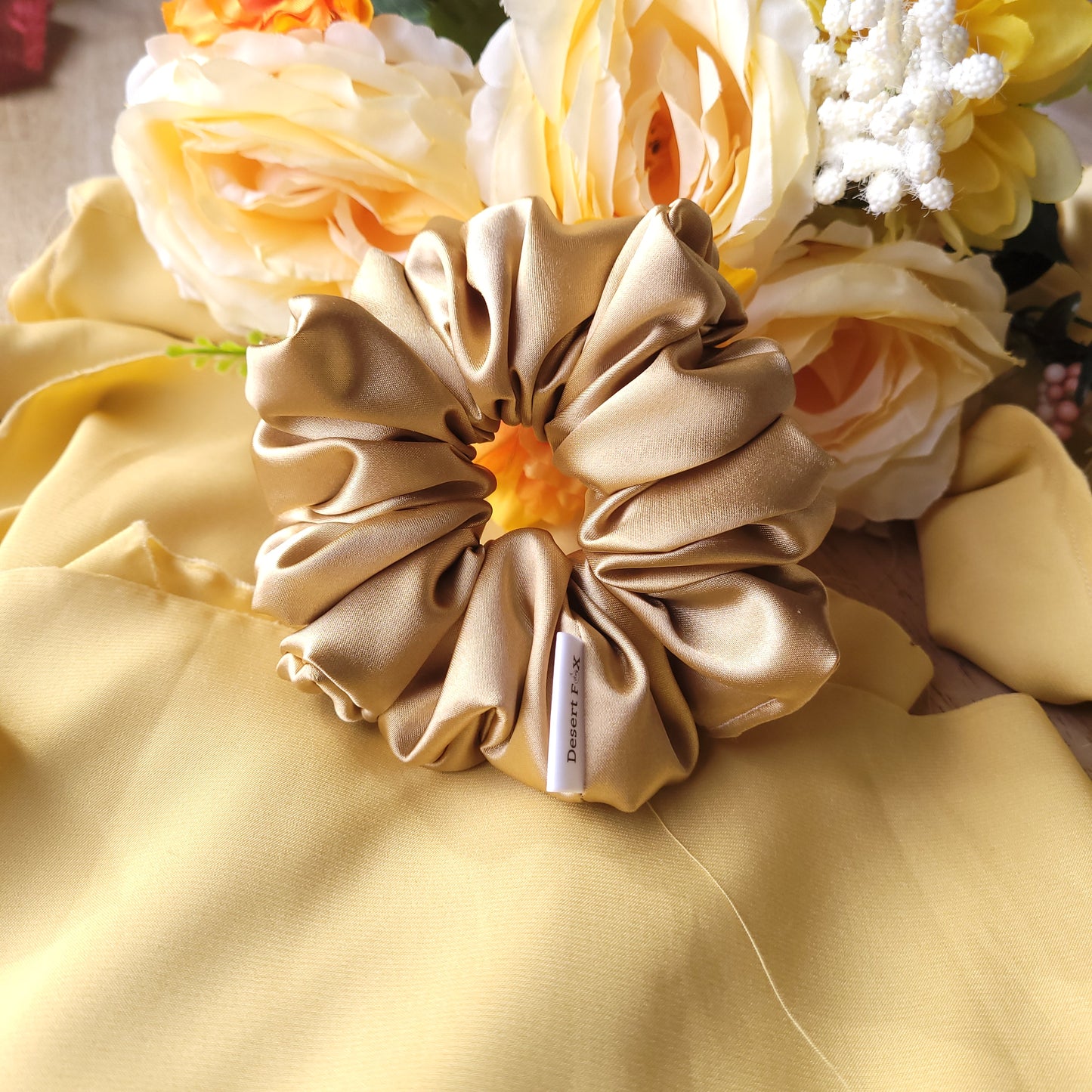 Latte Satin Scrunchie Medium