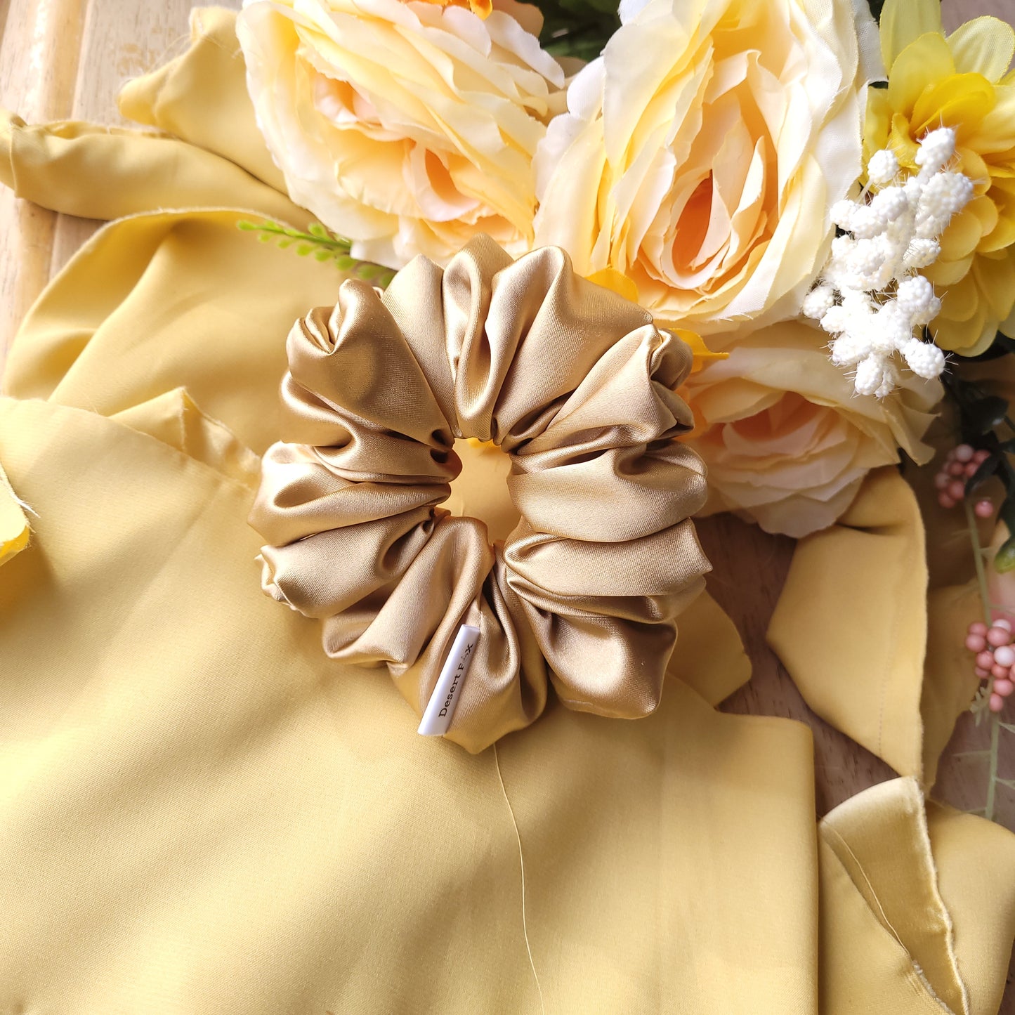 Latte Satin Scrunchie Small