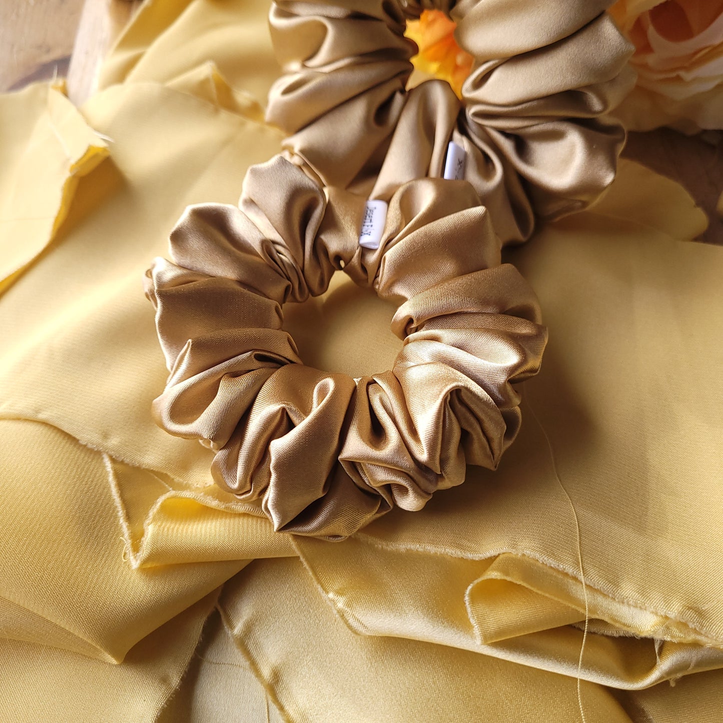 Latte Satin Scrunchie Small