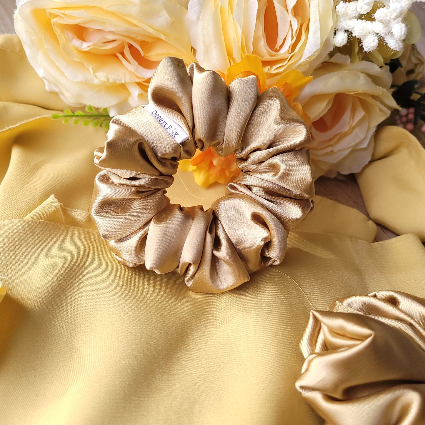 Latte Satin Scrunchie Small