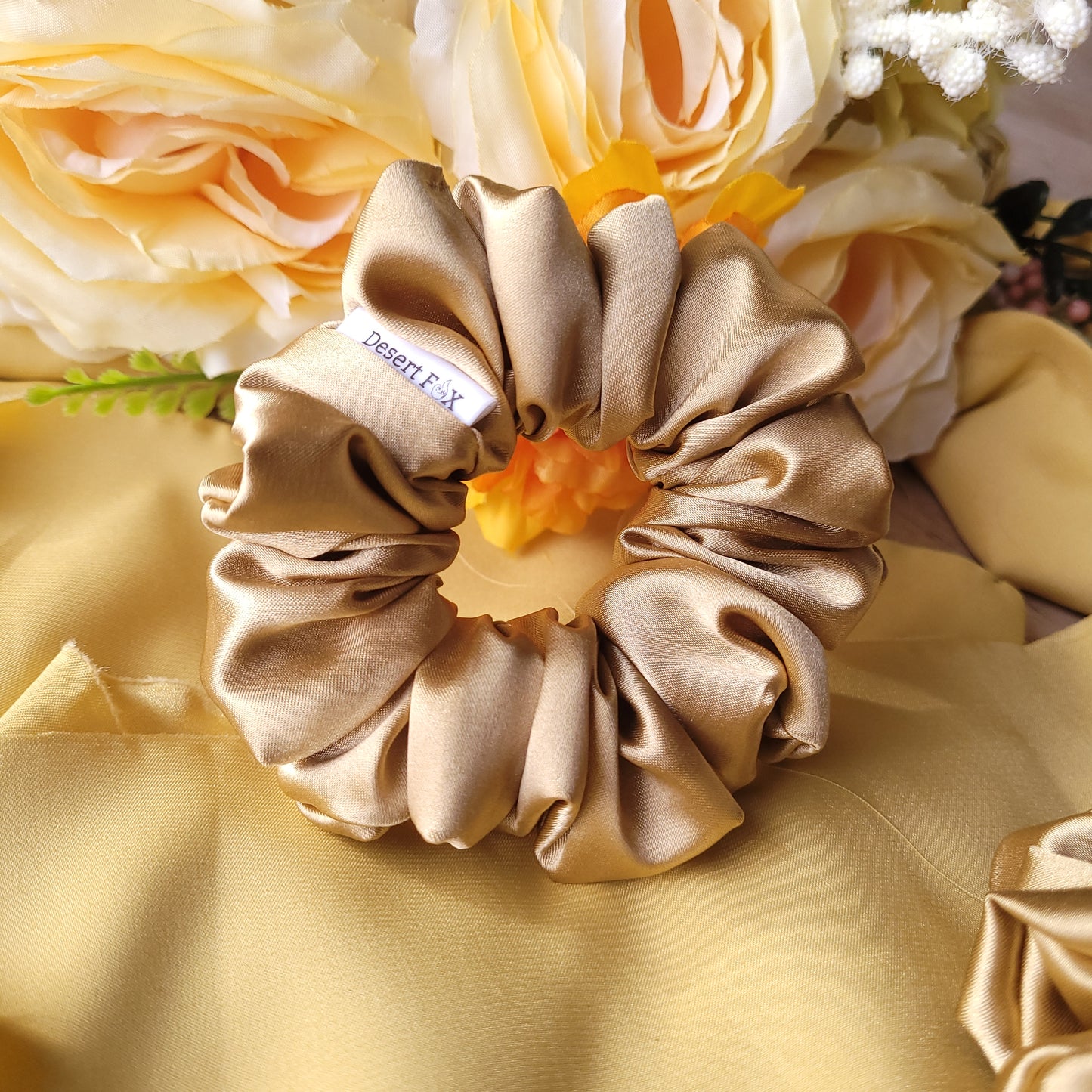 Latte Satin Scrunchie Small
