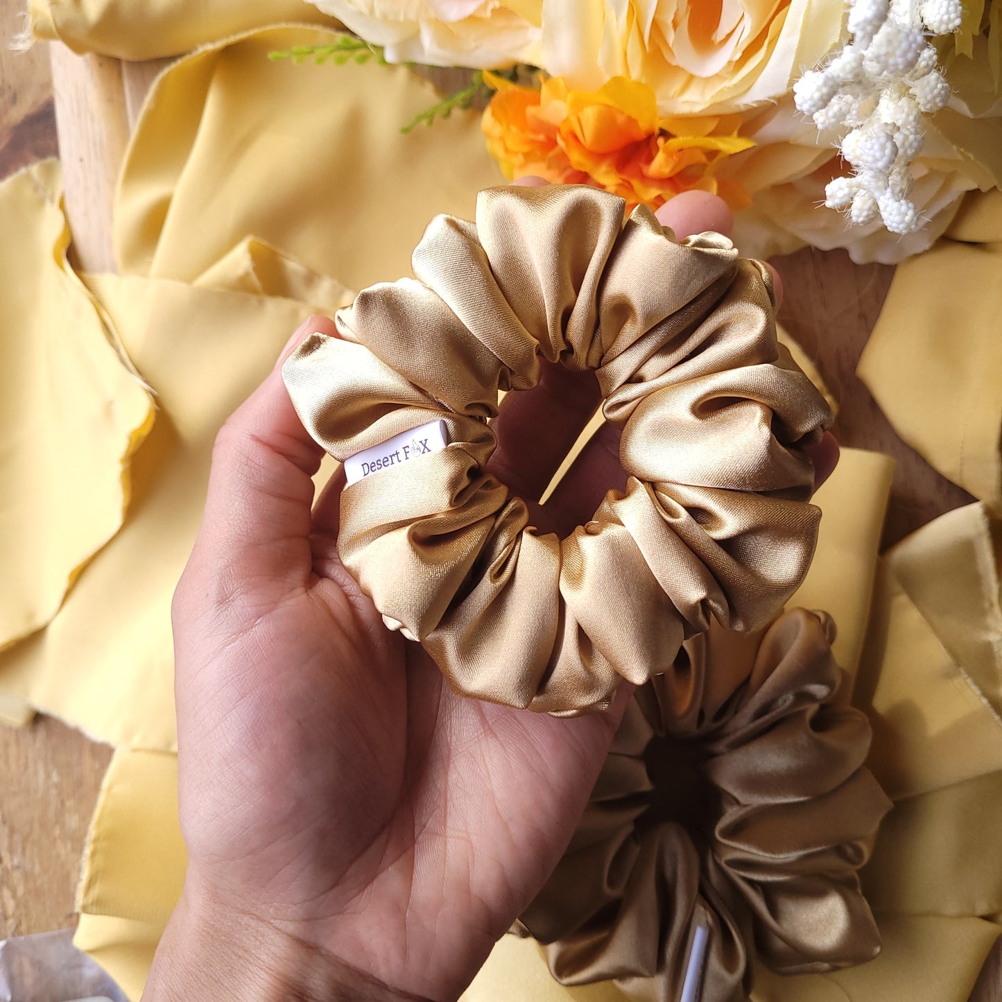 Latte Satin Scrunchie Small