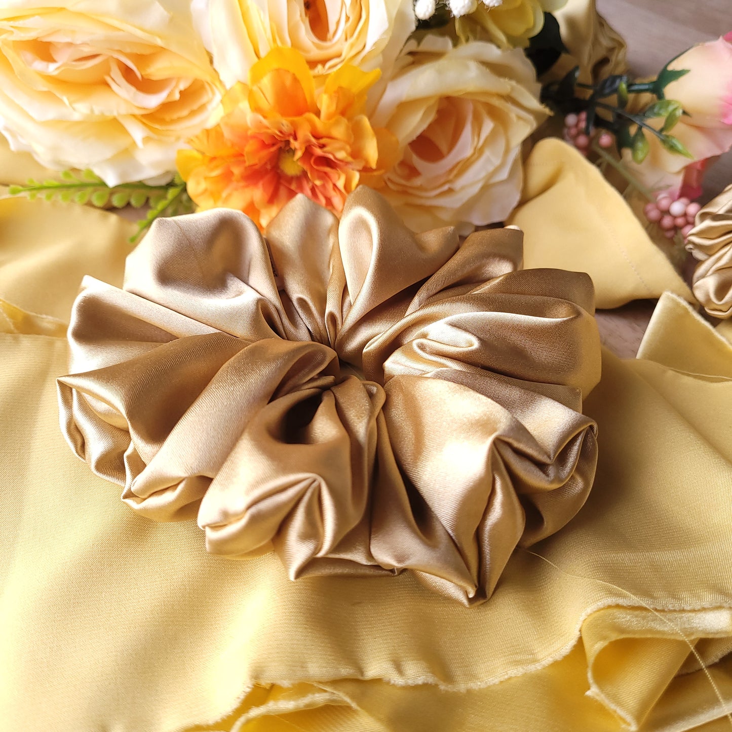XL Latte Satin Scrunchie