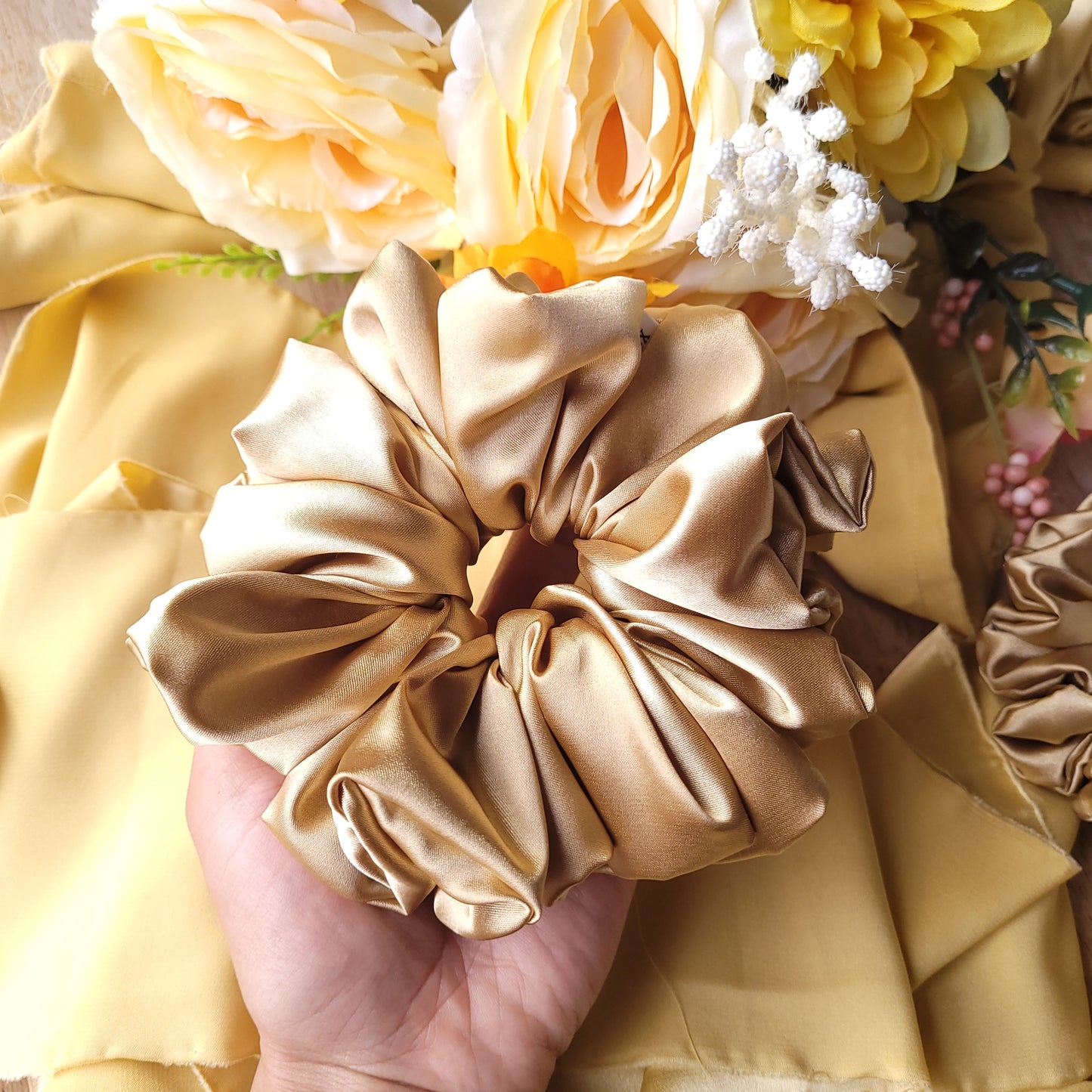 XL Latte Satin Scrunchie
