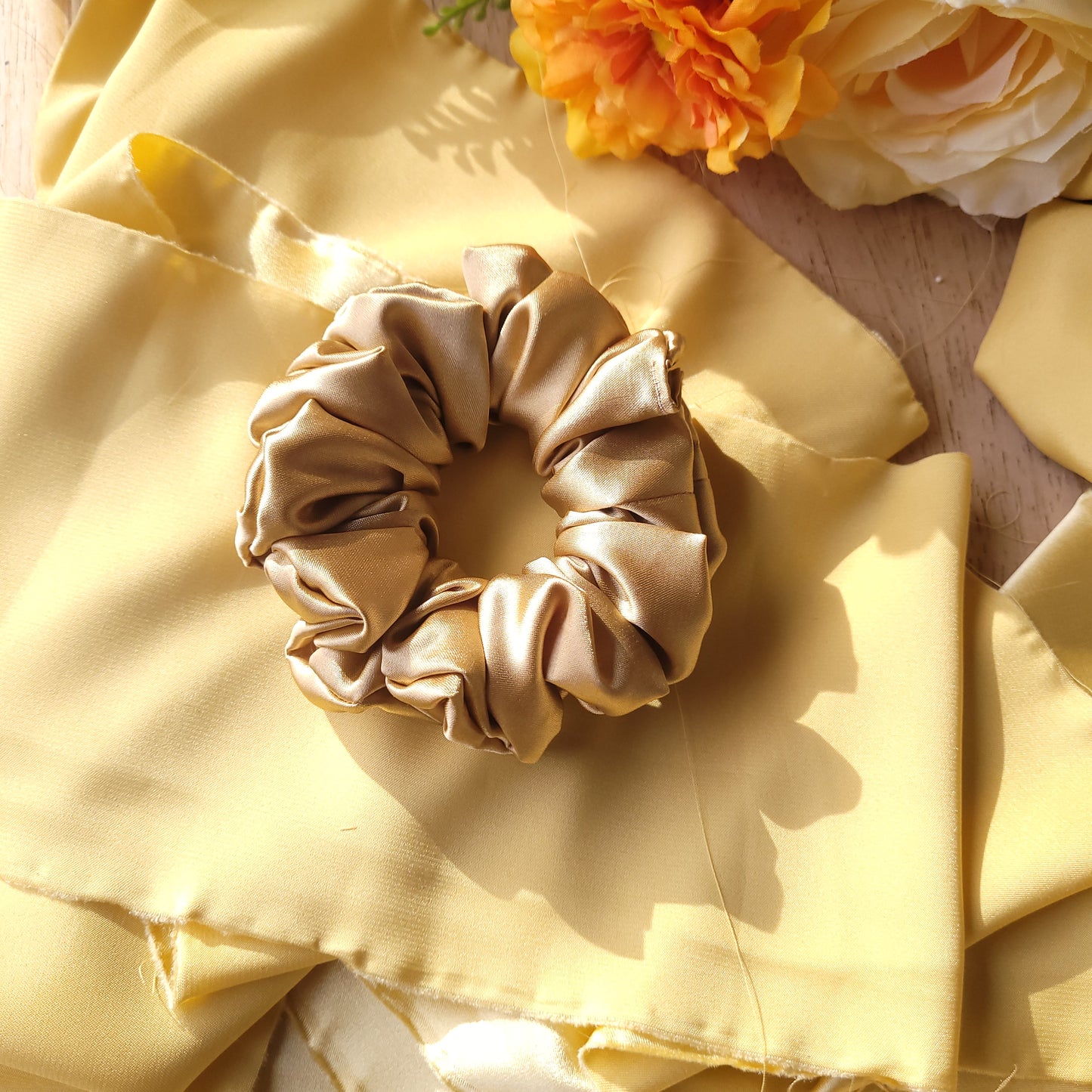 Latte Satin Scrunchie Small