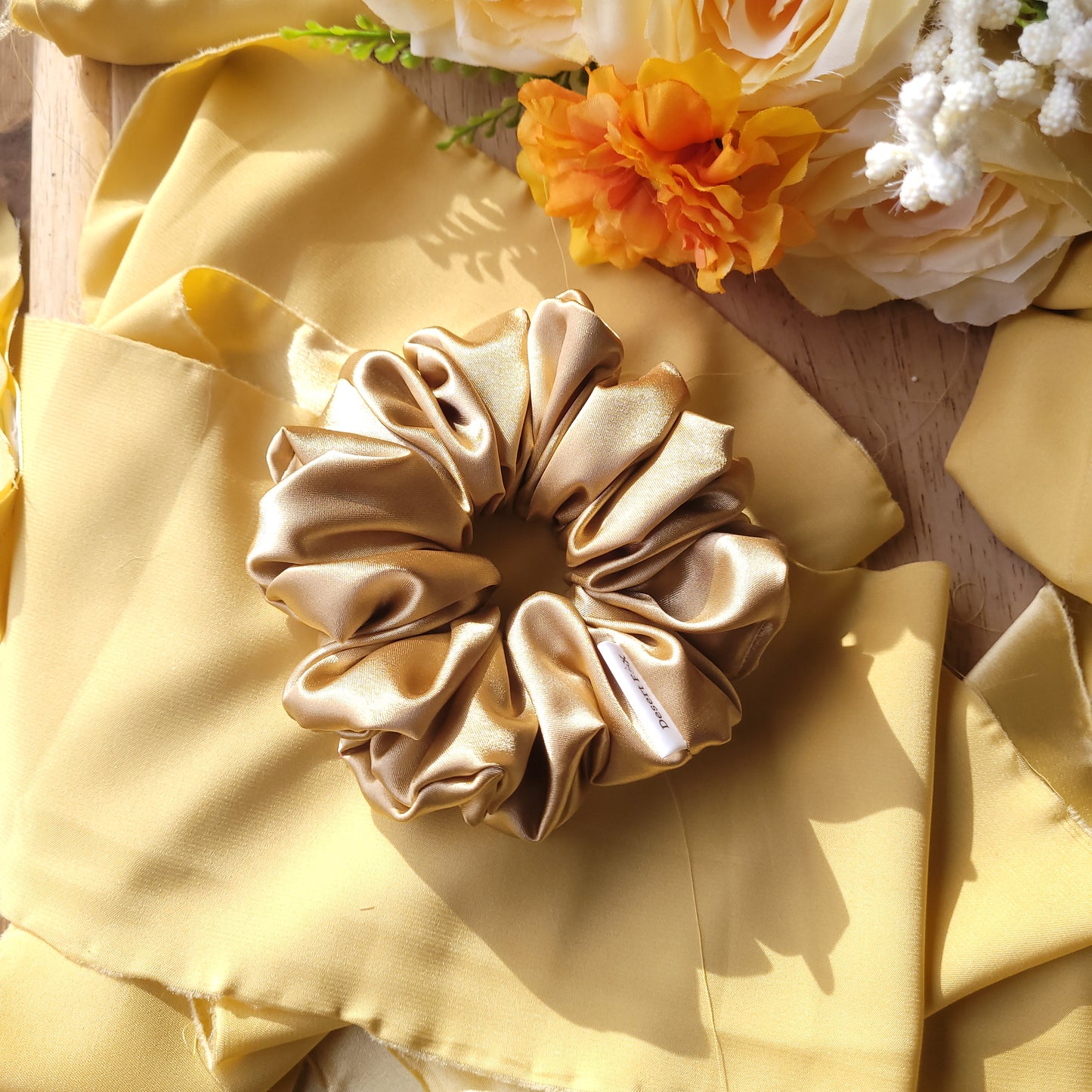 Latte Satin Scrunchie Medium