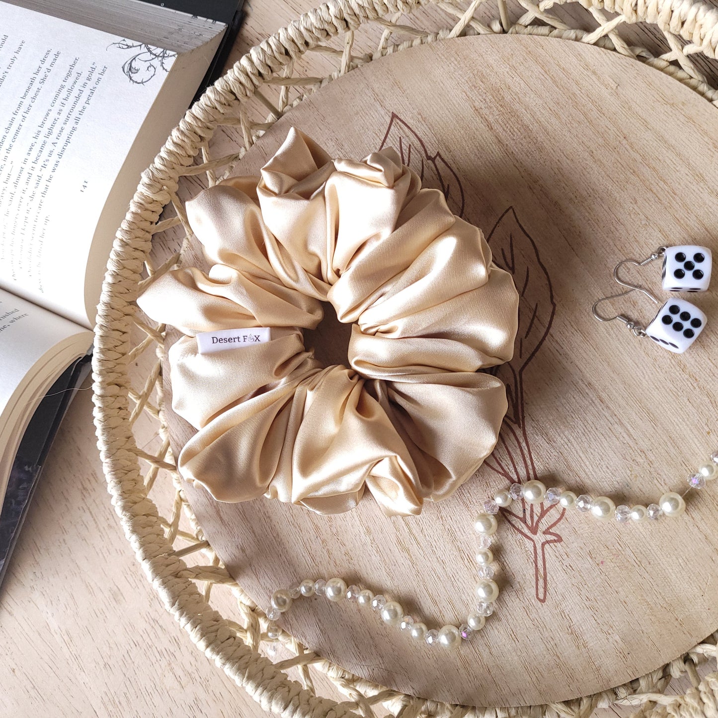 XL Silky Satin Dove Scrunchie