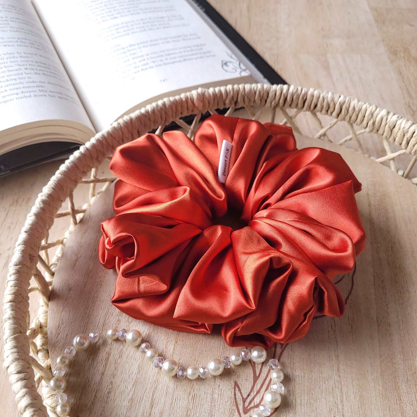 XL Burnt Orange Satin Scrunchie