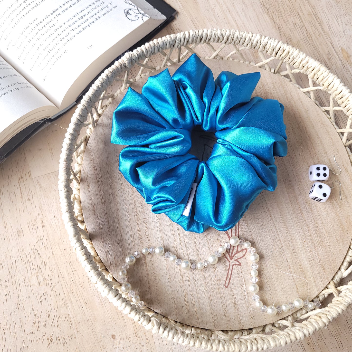 XL Silky Satin Siren Blue Scrunchie