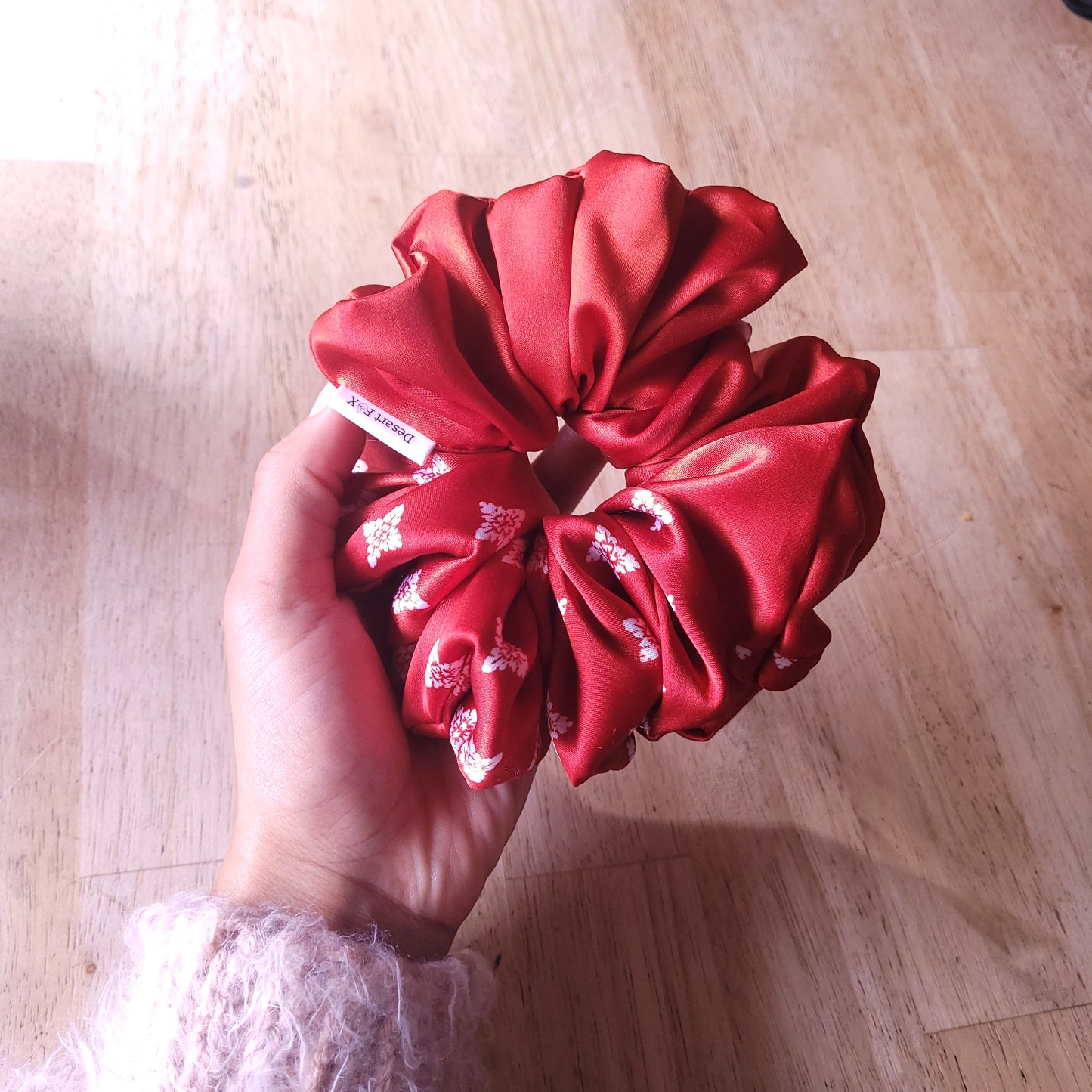 XL Mitch Match Red Star Satin Scrunchie