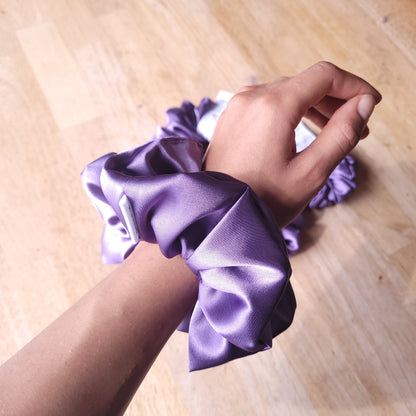 XL Slate Purple Satin Scrunchies