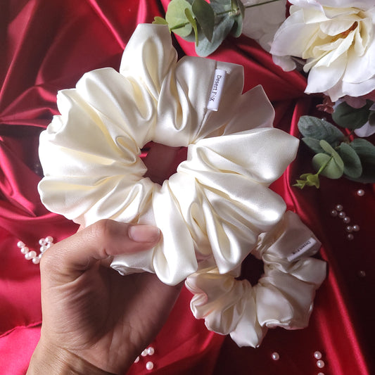 XL Dove Satin Scrunchie