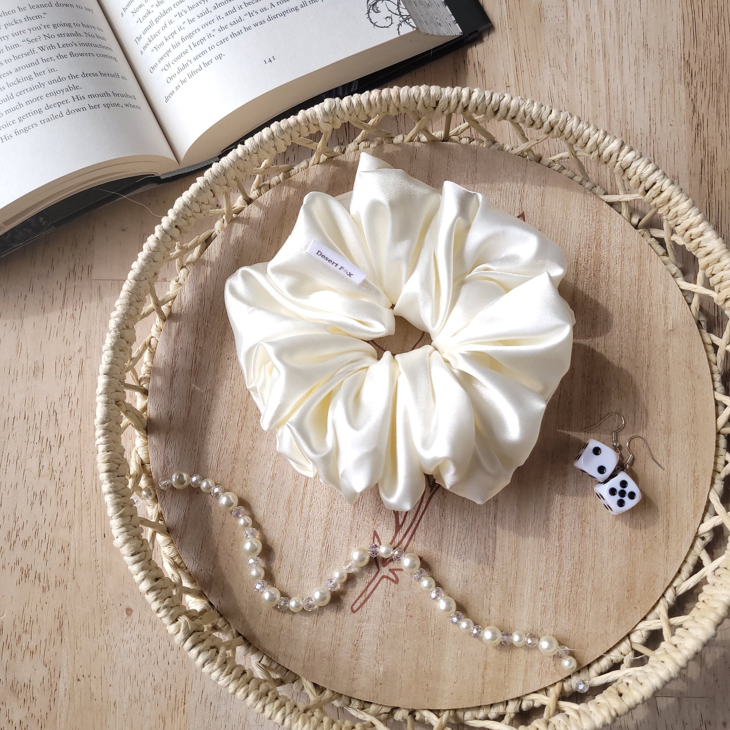 XL Silky Satin Dove Scrunchie