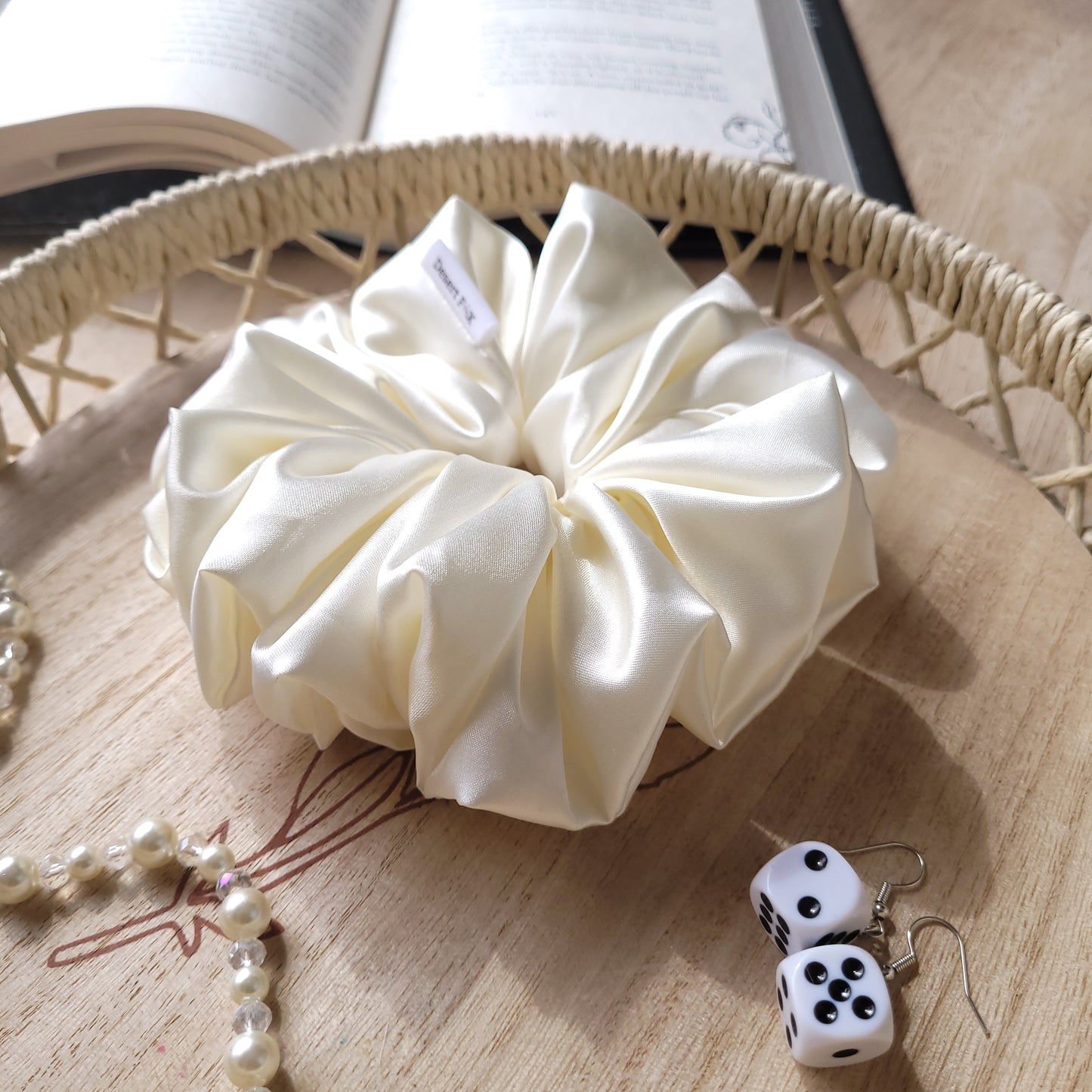 XL Silky Satin Dove Scrunchie