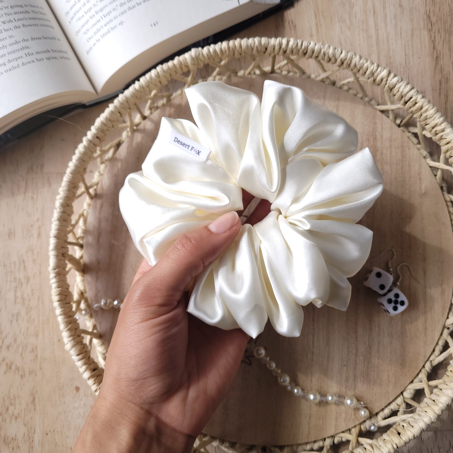 XL Silky Satin Dove Scrunchie