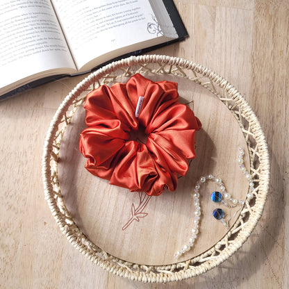XL Burnt Orange Satin Scrunchie