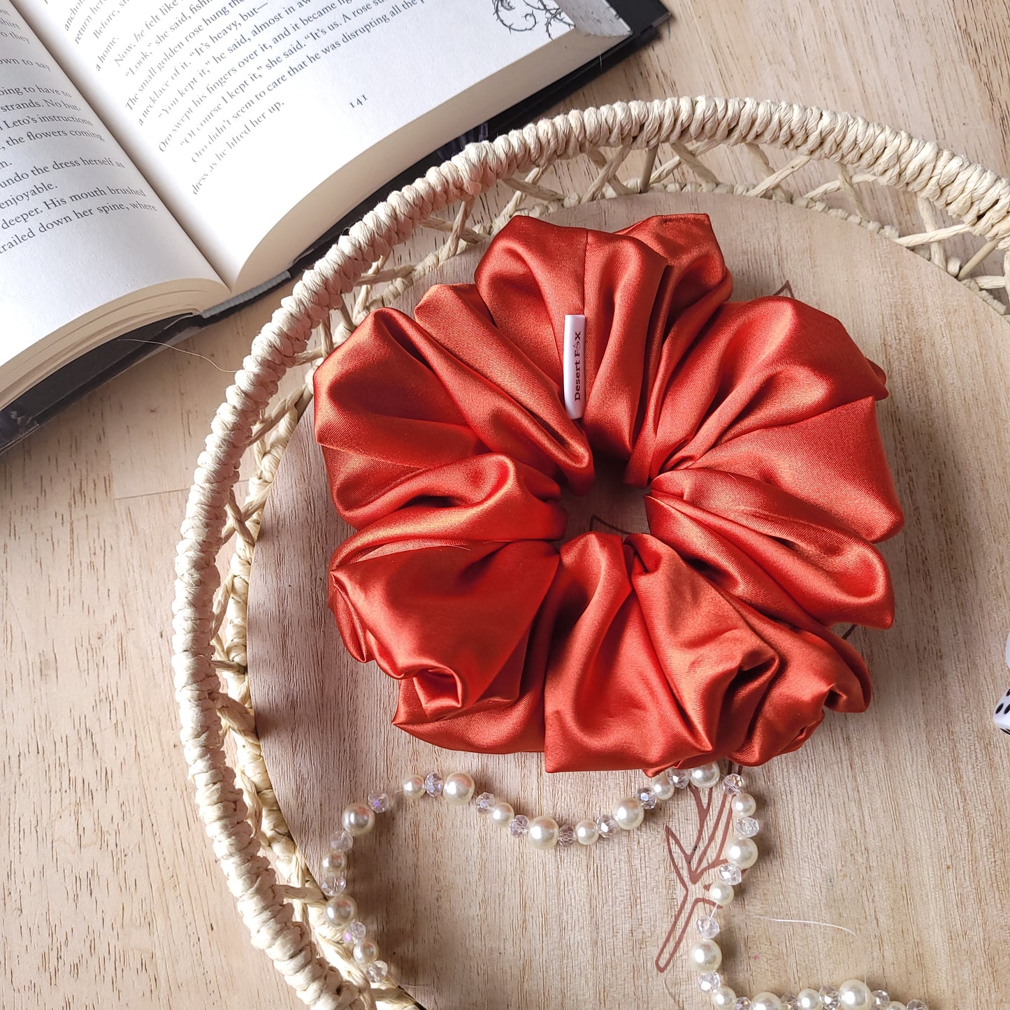 XL Burnt Orange Satin Scrunchie