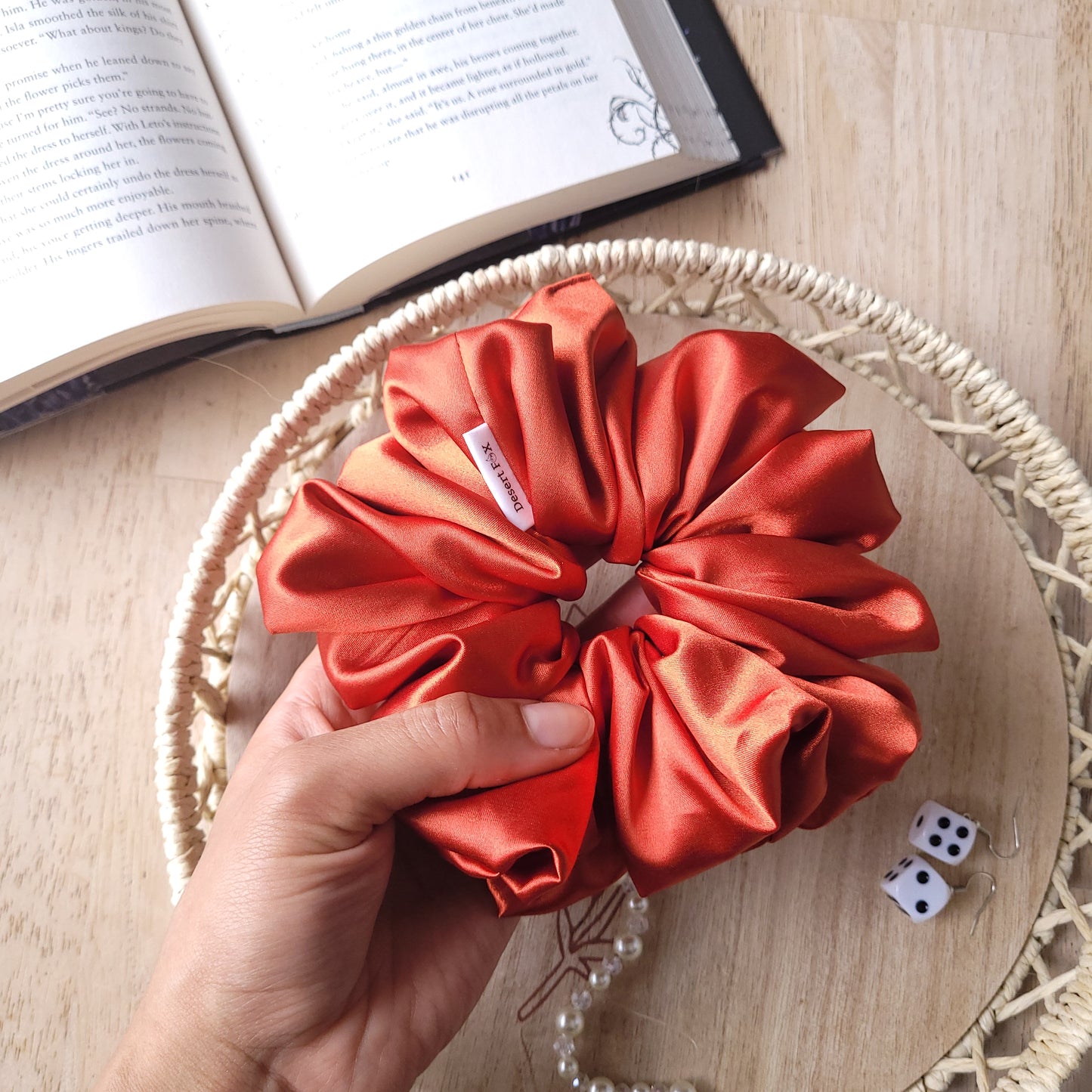 XL Burnt Orange Satin Scrunchie