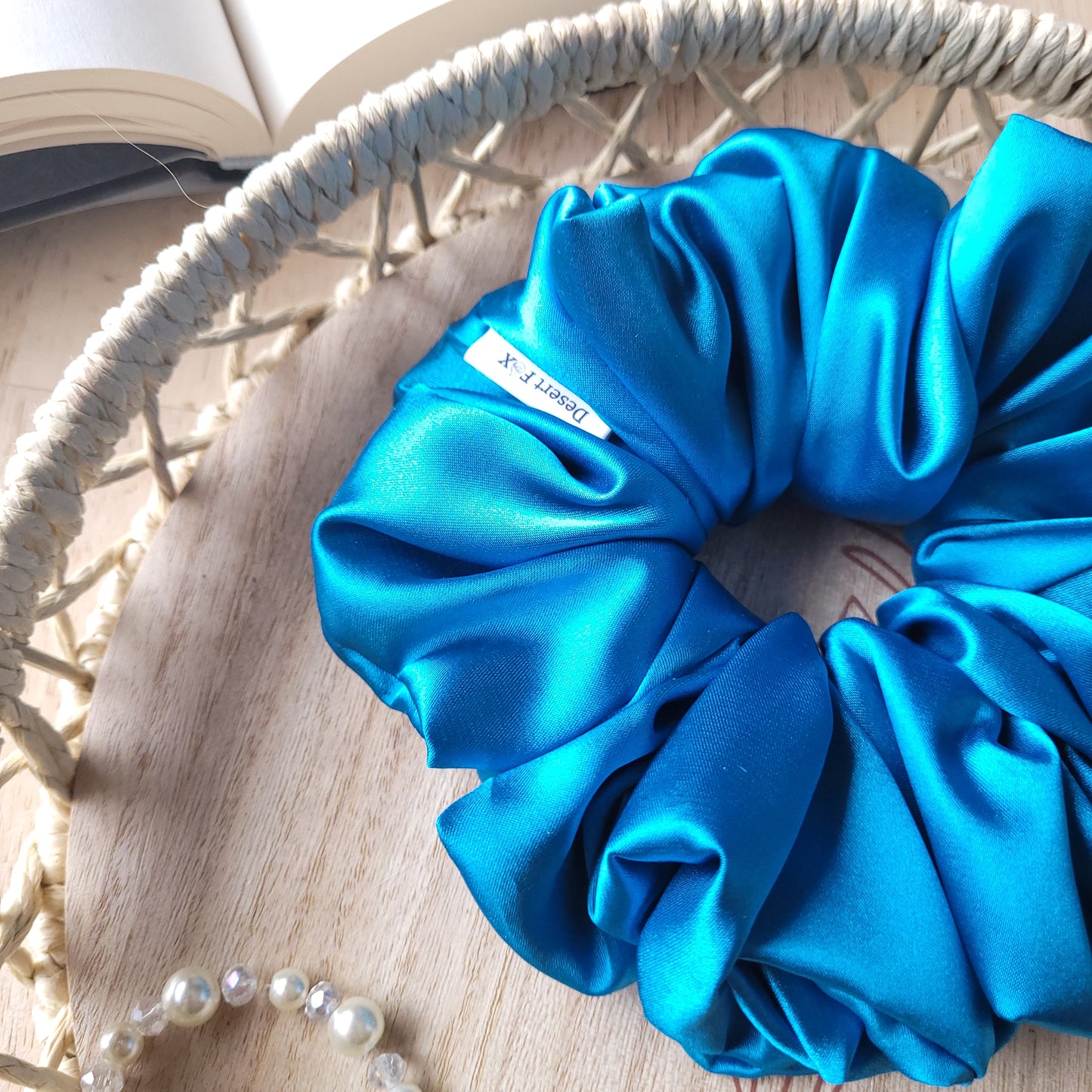 XL Silky Satin Siren Blue Scrunchie
