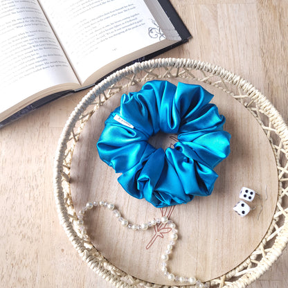XL Silky Satin Siren Blue Scrunchie