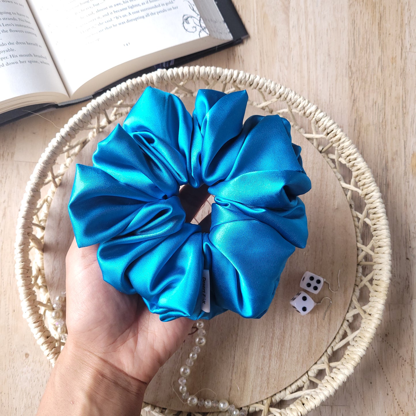 XL Silky Satin Siren Blue Scrunchie