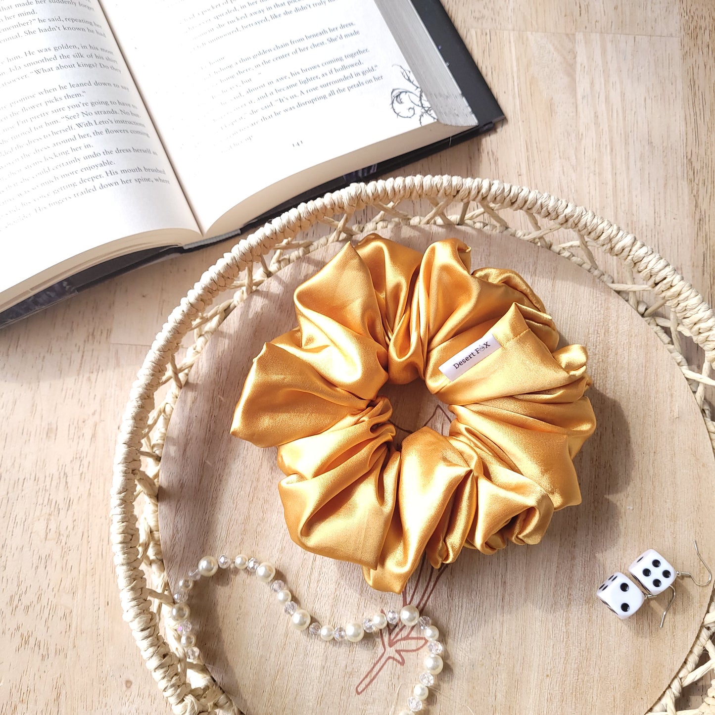 XL Silky Satin Gold Scrunchie