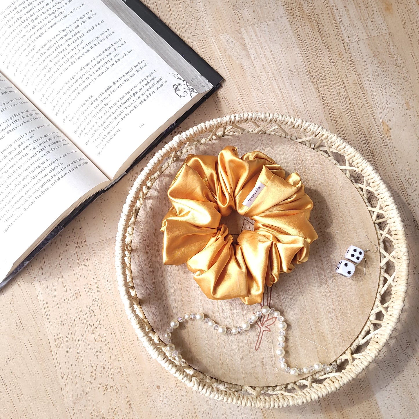 XL Silky Satin Gold Scrunchie