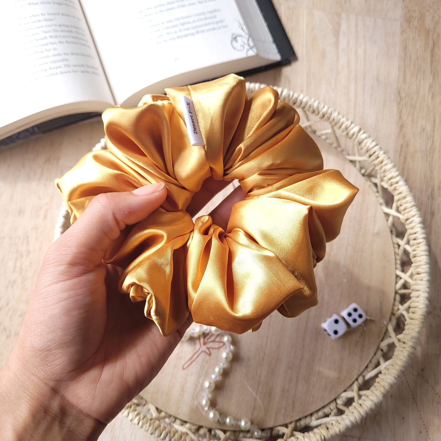 XL Silky Satin Gold Scrunchie