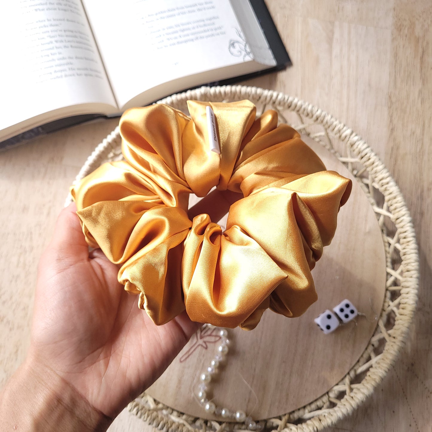 XL Silky Satin Gold Scrunchie