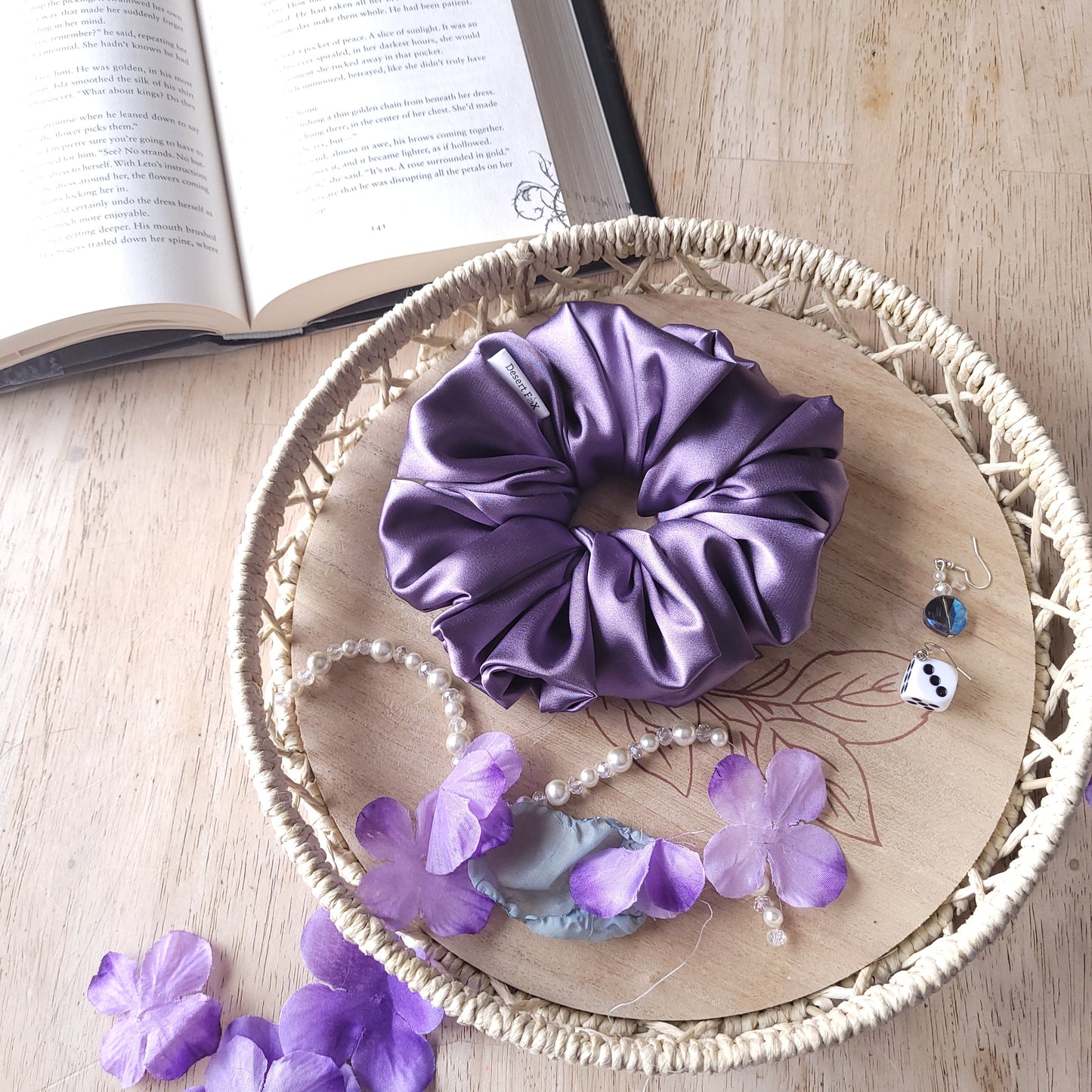 XL Slate Purple Satin Scrunchies