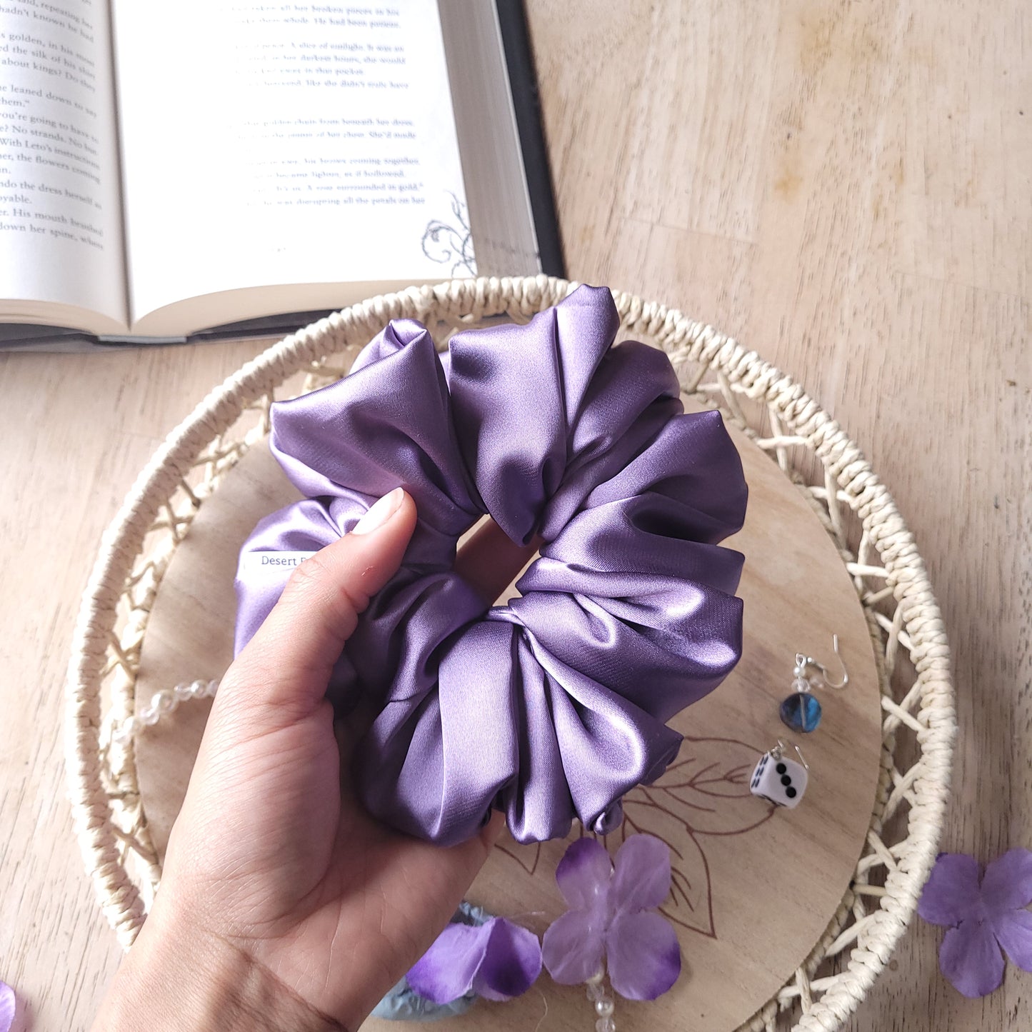 XL Slate Purple Satin Scrunchies