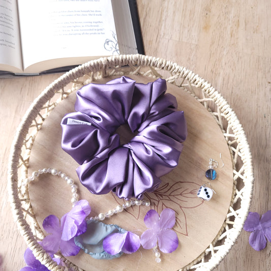XL Slate Purple Satin Scrunchies