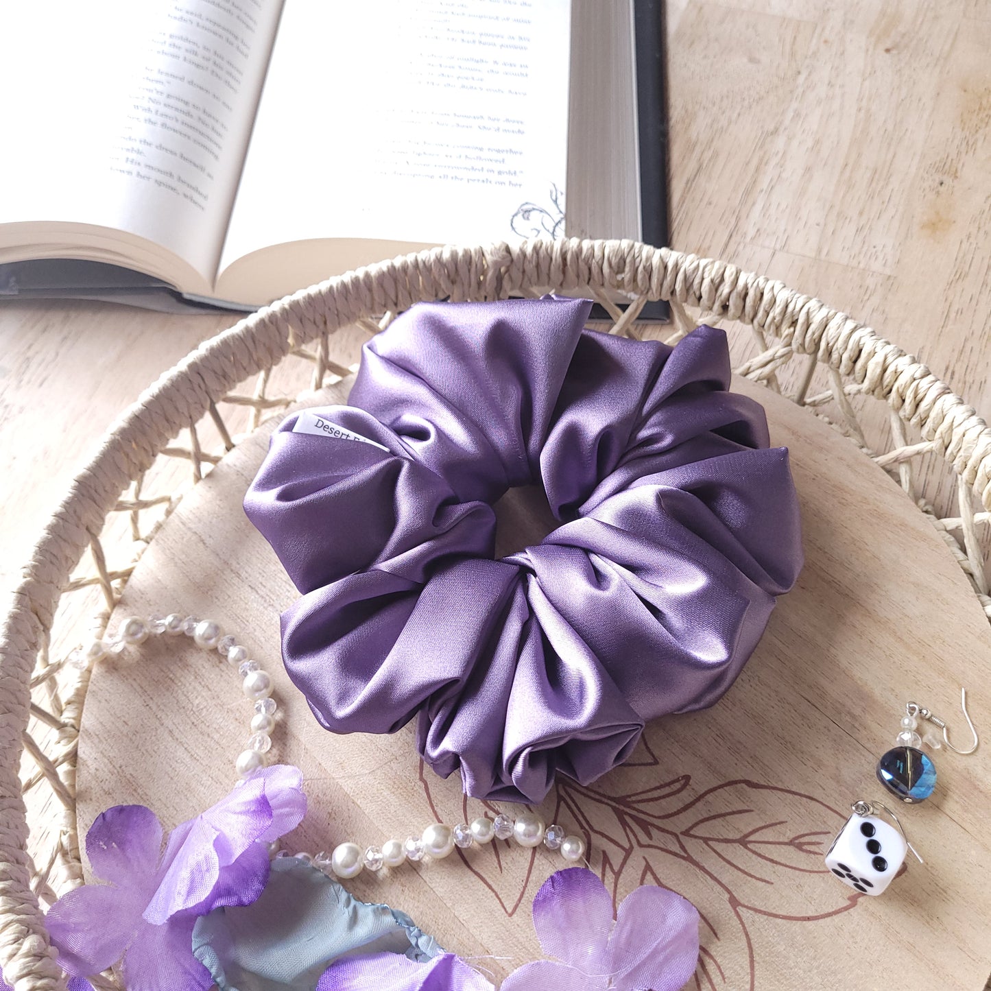 XL Slate Purple Satin Scrunchies